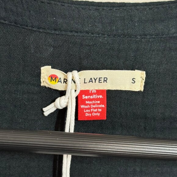 Marine Layer Willow Doublecloth Midi Black Button-Down Midi Dress Small - Picture 5 of 7